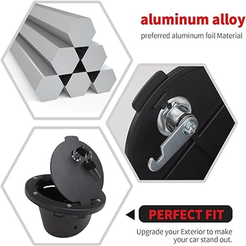 Black Aluminum ABS Fuel Filler Door Cover with Lock Gas Tank Cap for Jeep Wrangler JK 2007-2017 2018 Car Decoration Accessories