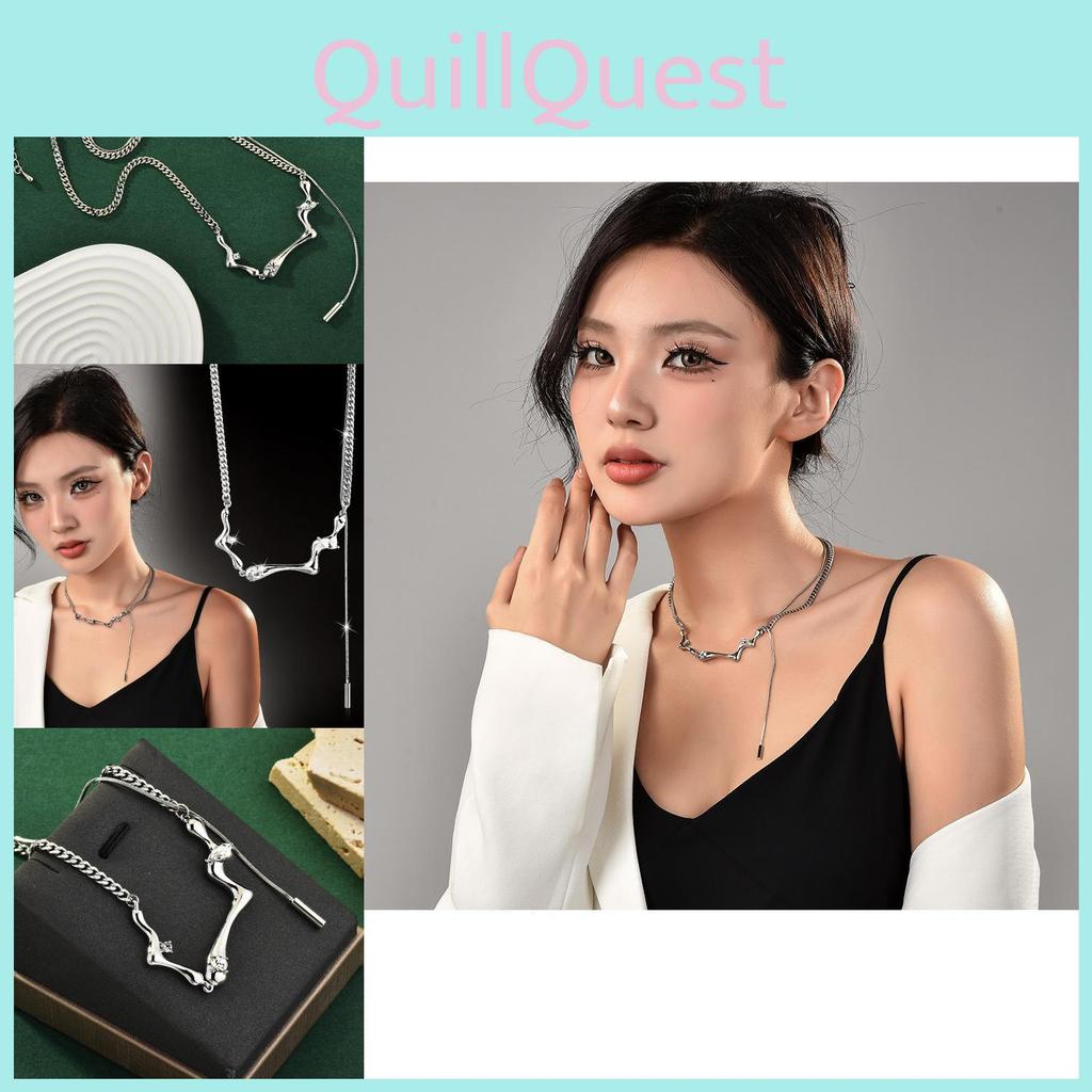 Chic Bone Style Long Pendant Necklace With Rhombus Design Ideal For Autumn And Winter Outfits