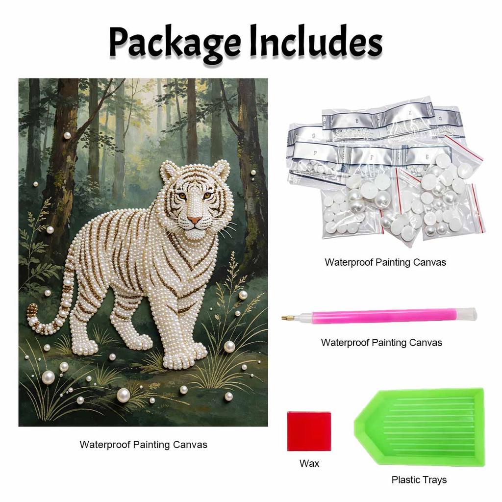 DIY Pearl Diamond Art Painting Kits for Adult and Beginners, Majestic Tiger Sparkling Painting Craft Home Wall Decor Handmade Gift