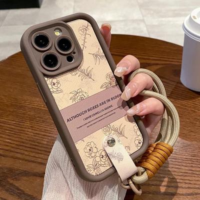 Luxusné puzdrá na telefón s caméliovým remienkom na zápästie pre iPhone 13 11 14 15 Plus 12 16 Pro Max X XR XS 15pro MAX Puzdro Silikónový kryt so šnúrkou