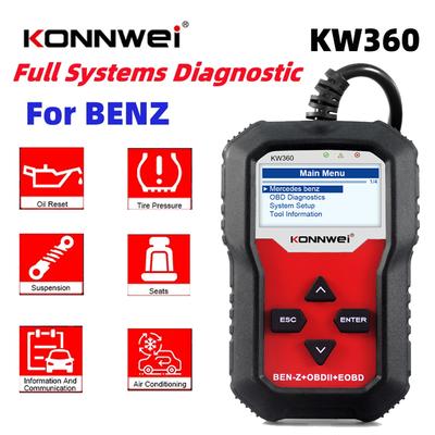 KONNWEI KW360 Volledige Systemen OBD2 Scanner voor Benz Professioneel Autodiagnosegereedschap voor C300 W204 W205 W211 ABS Airbag Olie Reset