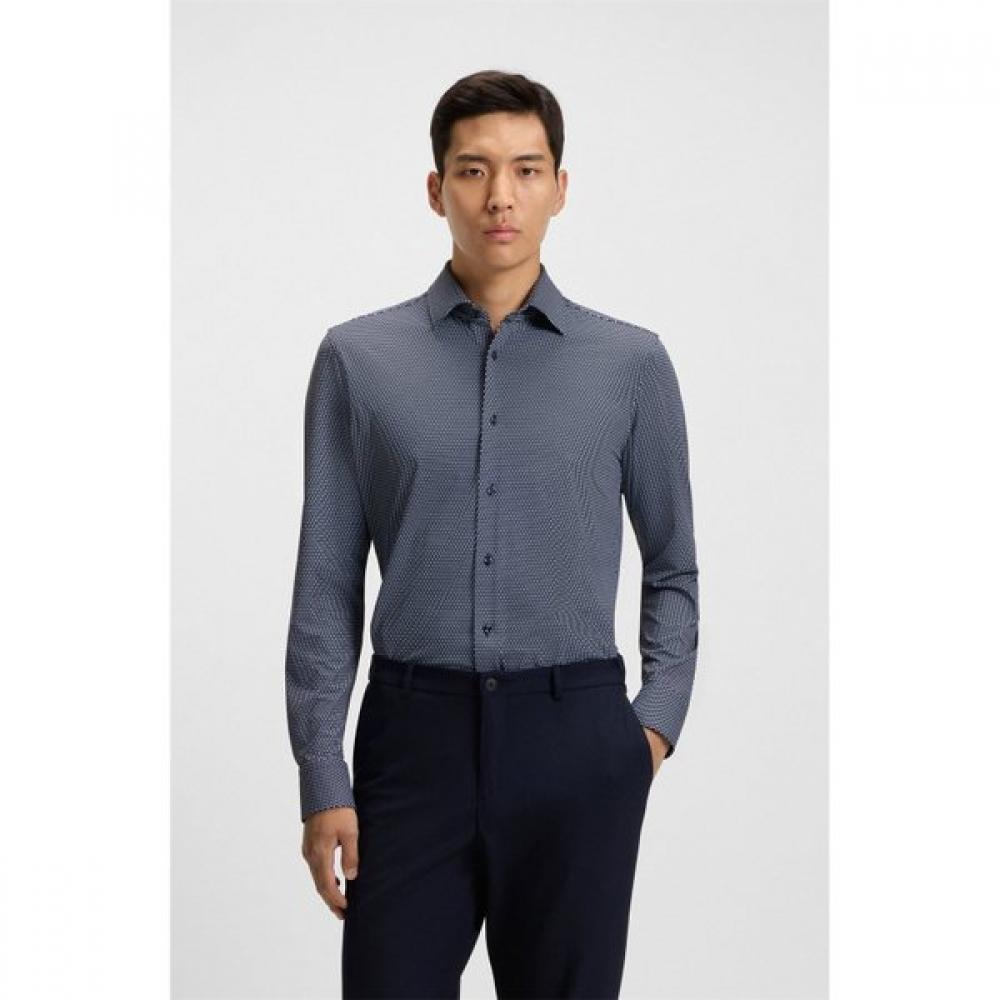 Boss Slim Fit Italy Performance Stretch Fabric Shirt Dark Blue 38A