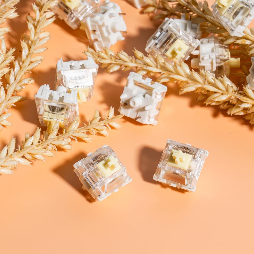 GATERON Jupiter Banana Keyboard Switches, Tactile, 59gf, RGB LED, 5-Pin, Factory-Lubricated, for MX Mechanical Keyboards (Banana, 110-Pack)