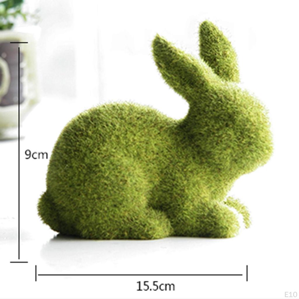 Flocked Rabbit Fairy Garden Statue Figurine Yard Bunny Sculpture Indoor and Outdoor Office Hotel