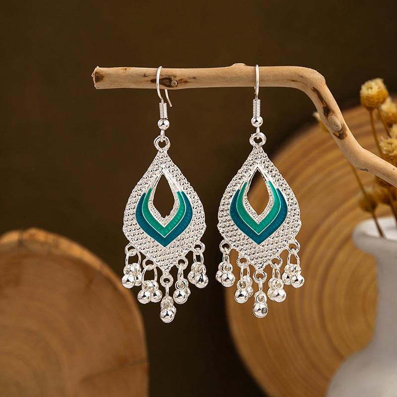 Ethnic Style Imitation Miao Silver Earrings, Colorful Long Fringed Chain Earrings, Hot-selling Earrings In Scenic Spots, Qinghe Jewelry Batches
