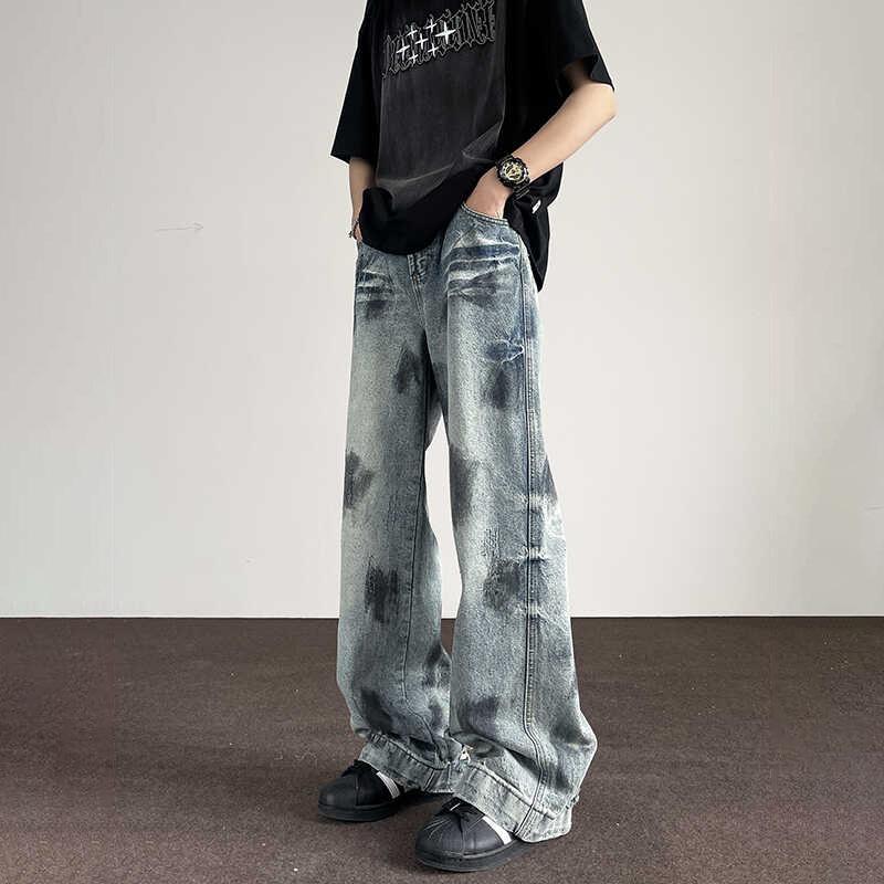 Джинсы для пары JYL Винтажные с  усами  Укороченные Cleanfit Деконструированный деним L