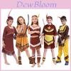 Buntes Polyester-Kostüm für Kinder im Stil amerikanischer Ureinwohner - Perfekt für Halloween und Cosplay-Events