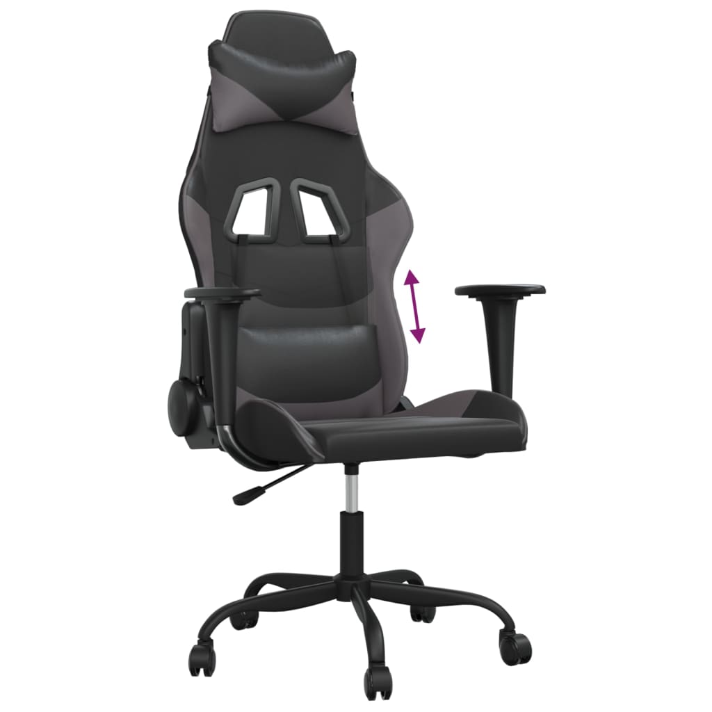 Gaming Chair Black and Gray Faux Leather