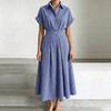 ZANZEA Casual dames overhemdjurk met omgeslagen kraag, ruitprint, losse korte mouwen