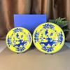 High-end Oriental Series Plate Coffee Cup And Saucer Mug Pink Purple Blue Printed Plate Cup And Saucer Suit Gift Box Tea Cup Set