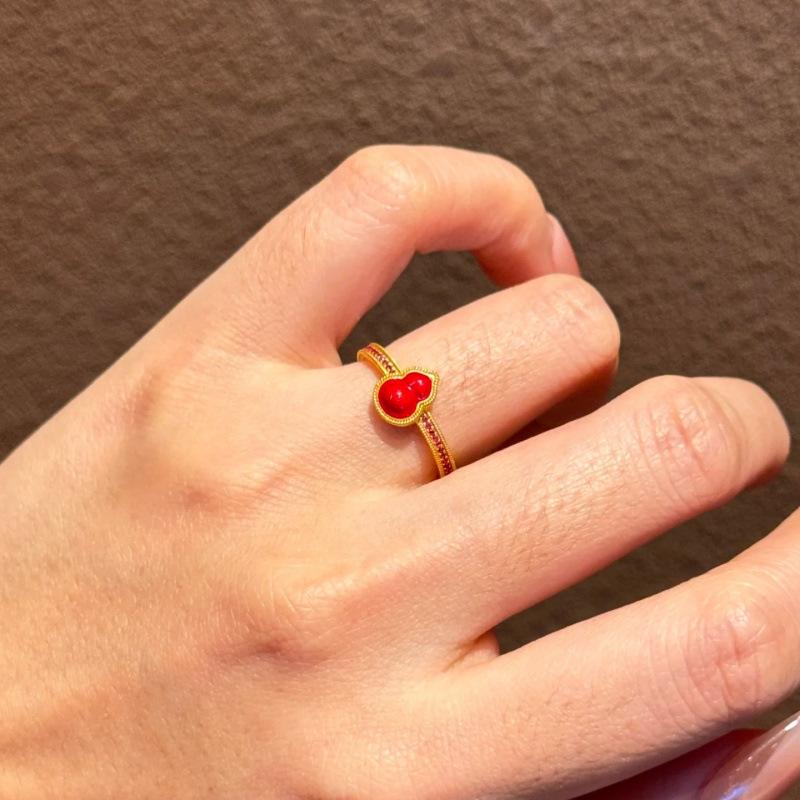 Silk Red Gourd Drip Glaze Necklace Ring Earrings Bracelet Temperament Versatile Lucky Red Jewelry Set