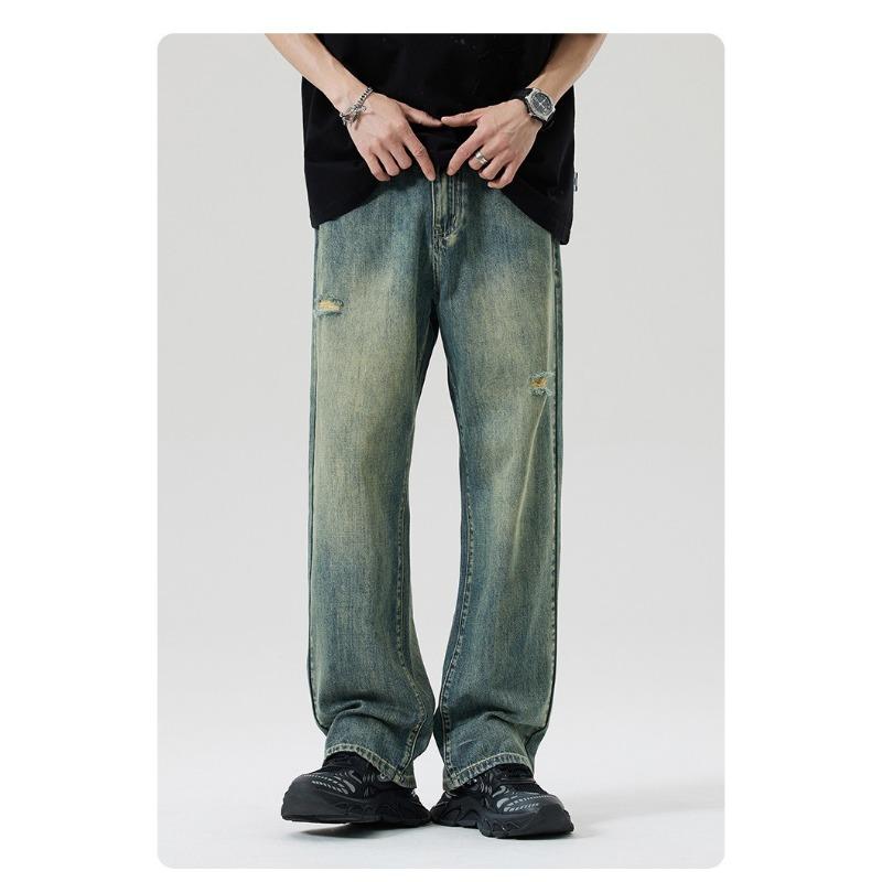 New Spring and Summer Jeans Men's Loose Straight High Street Wide-leg Retro Trendy Men