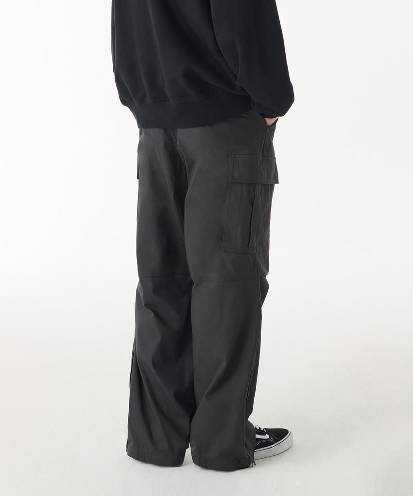 MUSINSA STANDARD Cotton Wide Side Zipper Cargo Pants [Dark Gray]