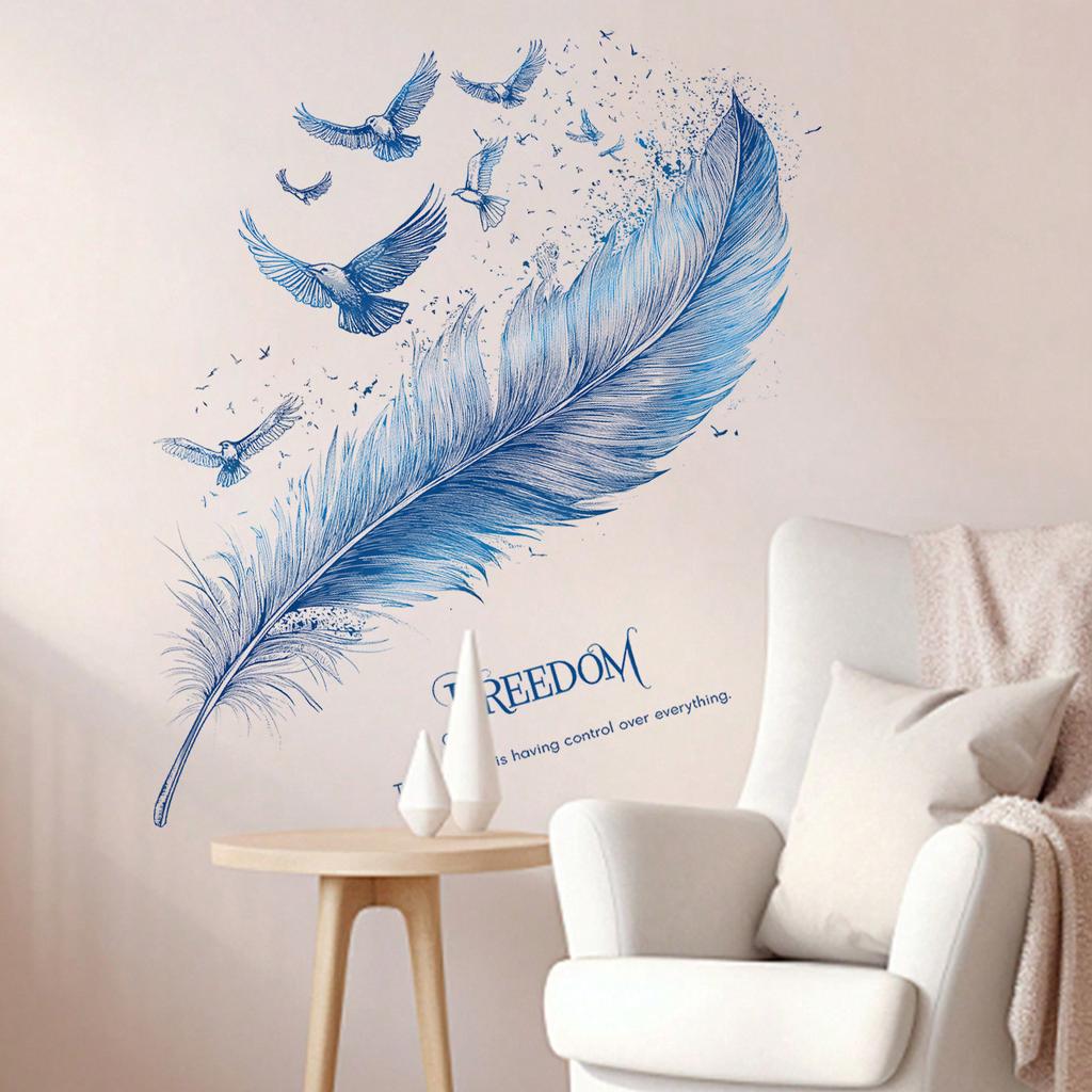 Sticker Porch Decorative Wall Sticker Creative Dining Room Background Wall Sticker Feather Sticker