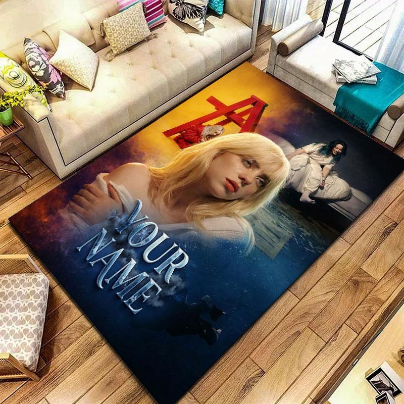 Billie Eilish Custom Name Carpet Rug for Living Room Bedroom Home Sofa Decoration,Kids play Non-slip Floor Mat