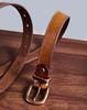 Men's Handmade Retro Leather Belt with Brass Buckle - Genuine Cowhide, Versatile and Trendy for Casual Wear