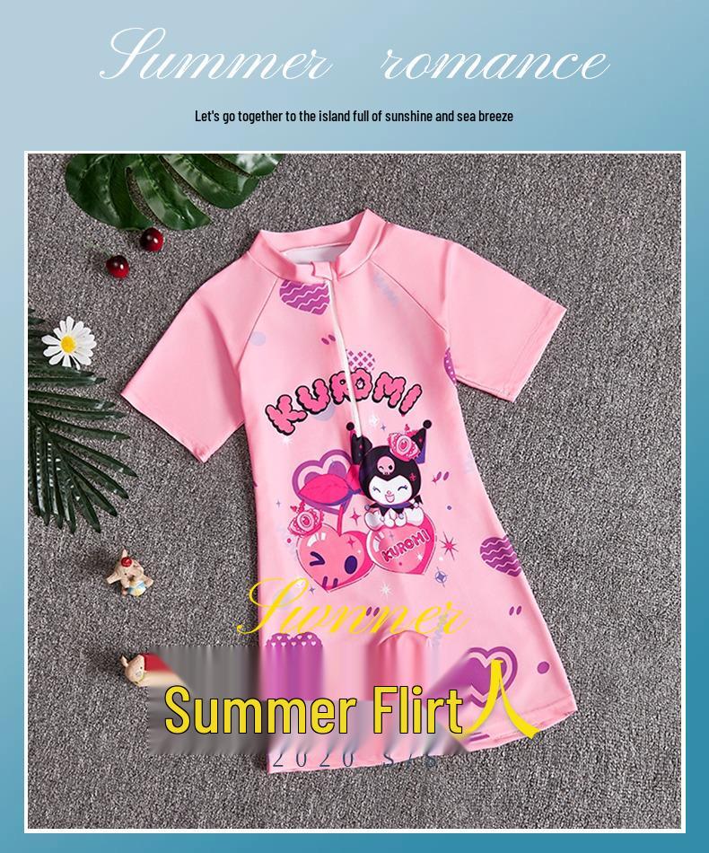 2025 Summer New Kids' Cartoon Swimsuit: Girls' One-Piece or Boys' Short-Sleeved Suit