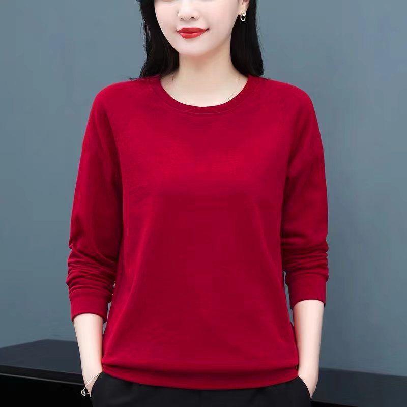 O-neck Loose Solid Color Long Sleeved Comfortable Trend All-match Tops Fashion New Casual T-shirts Simple Women's Clothing 2022