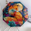 0106 Leaf Fox  Pattern, Automatic Folding Umbrella, Portable and Foldable Design, 8 Ribs, a Christmas or Birthday Gift.