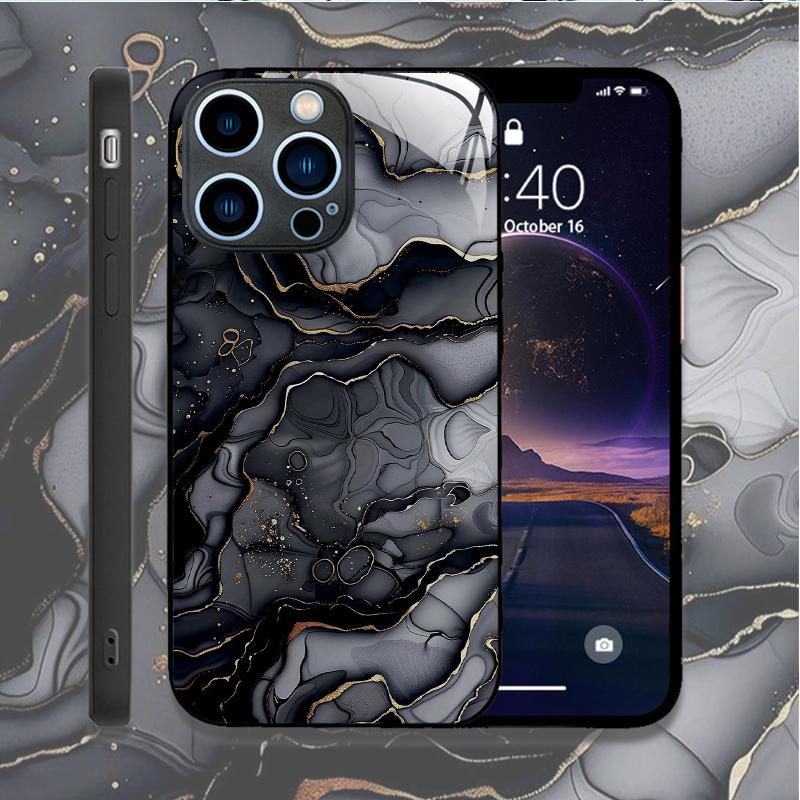 Fashion Colorful Marble Phone Case for IPhone 11 12 13 14 15 16 Pro Max Mini X XR XS 7 8Plus SE2 Shockproof Tempered Glass Cases
