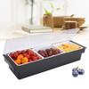 Bymaocar Black Plastic Fruit Tray Box Bar Top 3 Compartment Condiment Dispenser Food-grade Material Flip Lid & Partition Design
