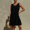 Ladies' Color Fashionable Casual Loose Round Neck Sleeveless Ruffle Dress