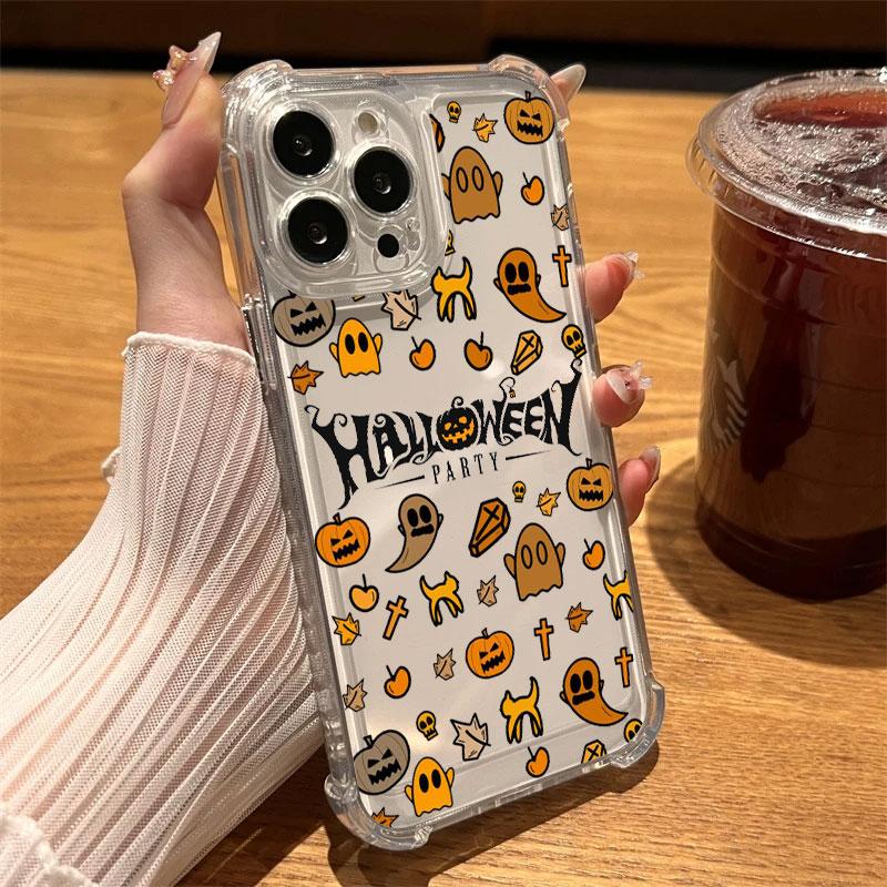 

Happy Halloween Art Phone Case Clear For iPhone 17 16 14 15 11 12 13 Pro Max 16E 16 Plus 17 Air Soft Shockproof Cover Halloweens iPhone 11 Pro