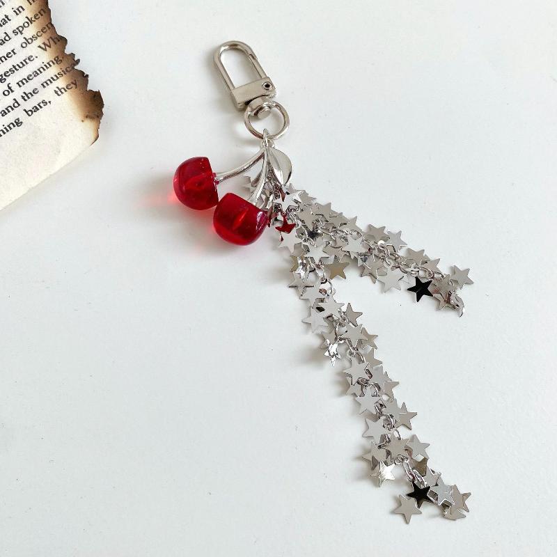 

Винтажный брелок Y2K с цепочкой-кисточкой в виде вишни и звезды, милый девчачий ланьярд для мобильного телефона, подвеска для камеры, аксессуары для ключей, подарки