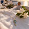 Lightweight Fashion Necklace Women Blue Seahorse Necklace, Rhinestone Pendant Stylish Sea Stunning Ocean Creature Summer Beach Gift for Her