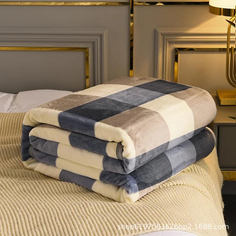 Soft Blanket Warm Coral Fleece Blankets Floral Cartoon Plaid Winter Sheet Bedspread Sofa Throw Mechanical Wash Leisure Covering