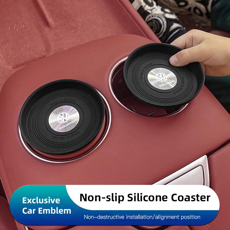 2Pcs Car Anti-Slip Silicone Coaster Auto Water Cup Pads For Volkswagen VW Arteon Caddy Magotan CC Teramont Touran T-Cross PassatNI7