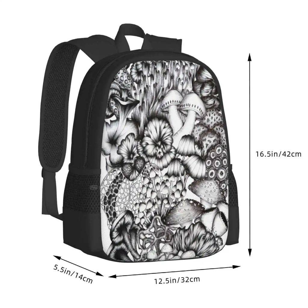 A Medley Of Mushrooms Hot Sale Schoolbag Backpack Fashion Bags Mushrooms Fungus Lover Fungi Pen Drawing Nature Lover Pen Art