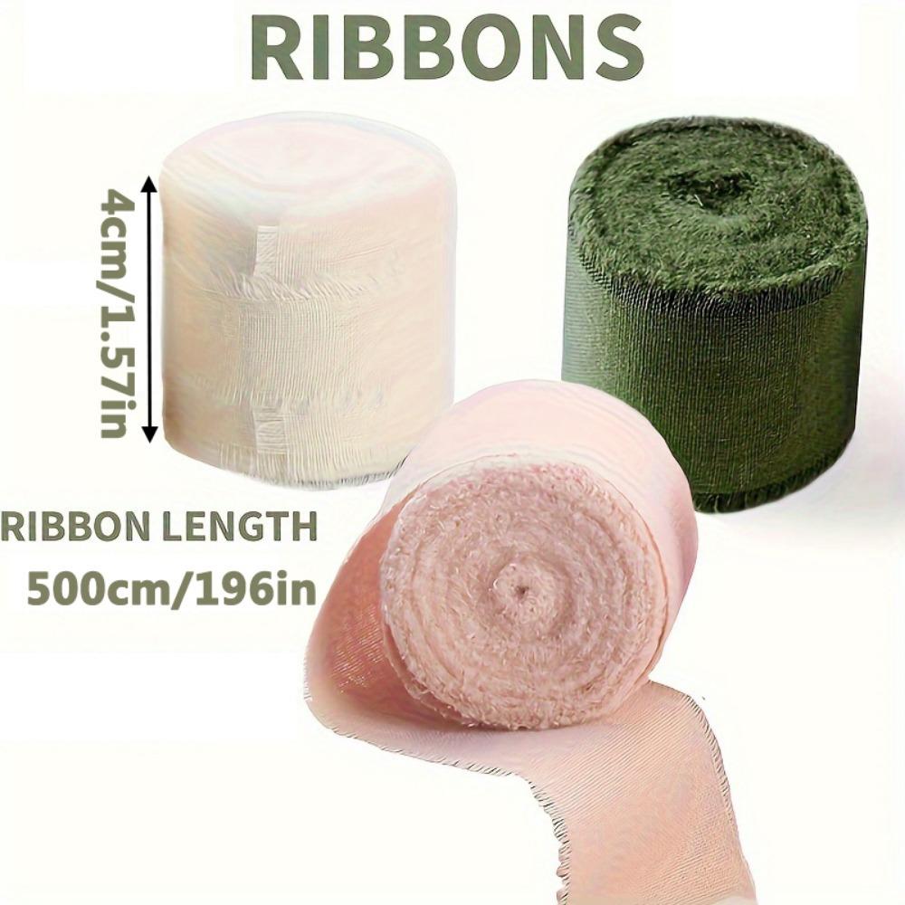 2rolls Festive Ribbons: Handmade Fringed and Perfect for Crafts Weddings or Home Decor Available In White Blue and Green