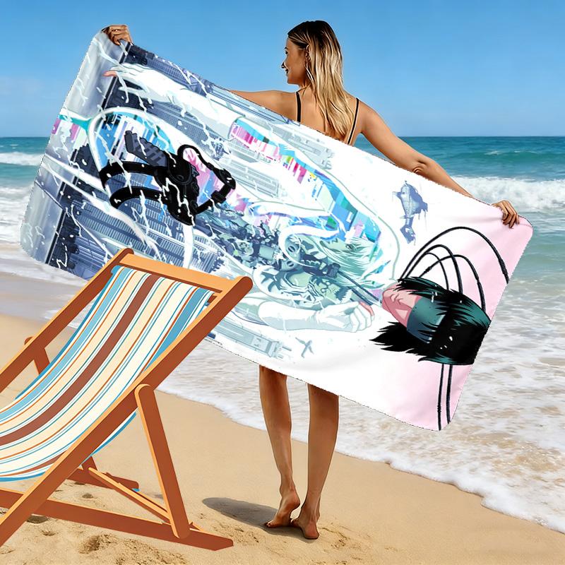 Ghost in the Shell 2D Flat Print Beach Towel, Large Soft Quick Dry Towel for Beach Camping SwimmingDSTJ0925526