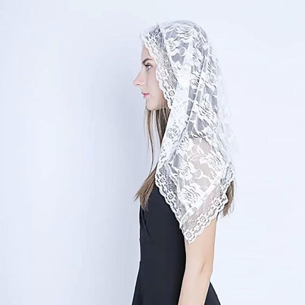 Rose Mantilla Veil Romantic Head Covering Fashion Accessory Women Scarf  Chapel Service