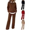 Dámský dvoudílný outfit Splicing Falešný dvoudílný mikina s límečkem a kalhoty s širokými nohavicemi Set Podzimní Ležérní Tepláková souprava Lounge set