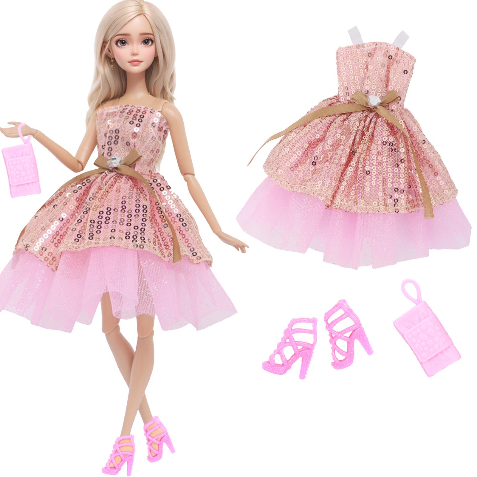 

Модное платье и аксессуары для куклы Барби 11,5 кукла-девочка мини-платье с милой короной сумочка туфли сапоги детская игрушка подарок