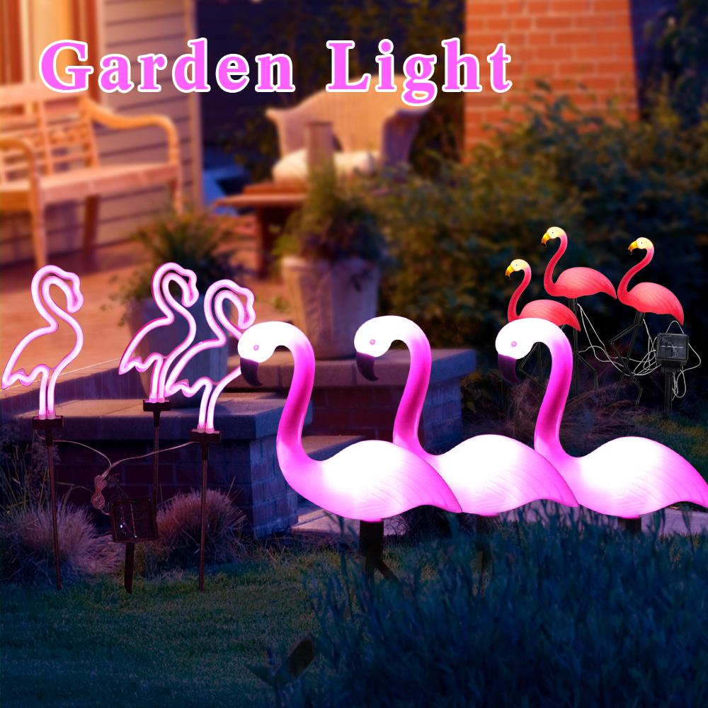 Solar Flamingo Light LED Outdoor Courtyard Lamp Garden Light Waterproof Stake Light Pathway Decor Solar Patio Ground Lantern