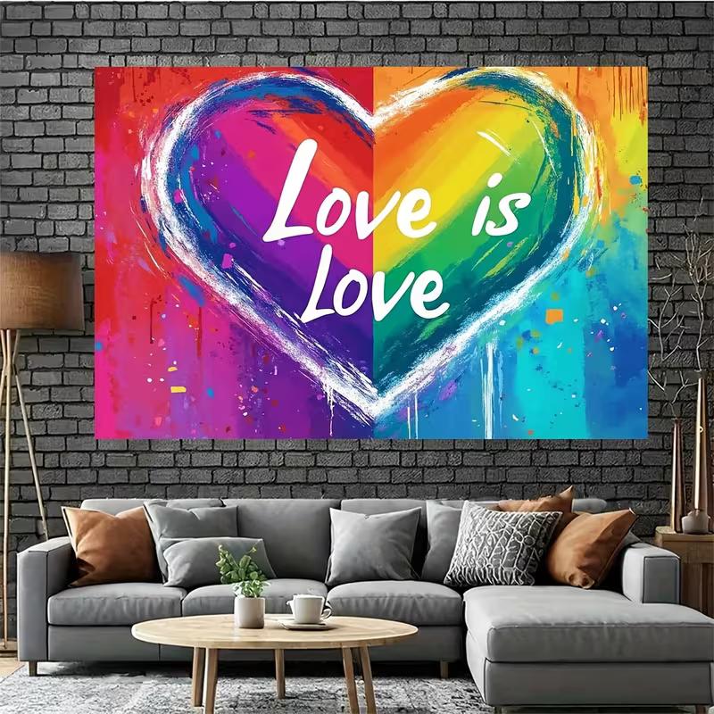2D Flat Rainbow Love Is Love Backdrop LGBTQ Pride Celebration Background Cloth
