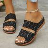 Plus Size Flat Open-Toe Floral Slides Women's Casual Shoes Retro Mid-Age Slides In Stock