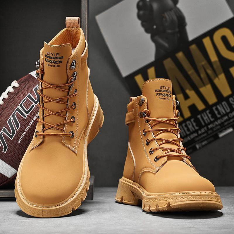 Breathable non-slip men's and women's casual shoes four seasons increase big yellow boots men's boots work boots outdoor boots