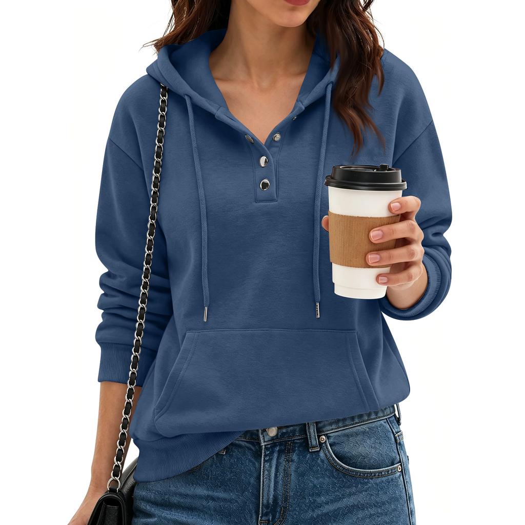Felpa da donna casual con cappuccio e maniche lunghe con tasca per l'uso quotidiano