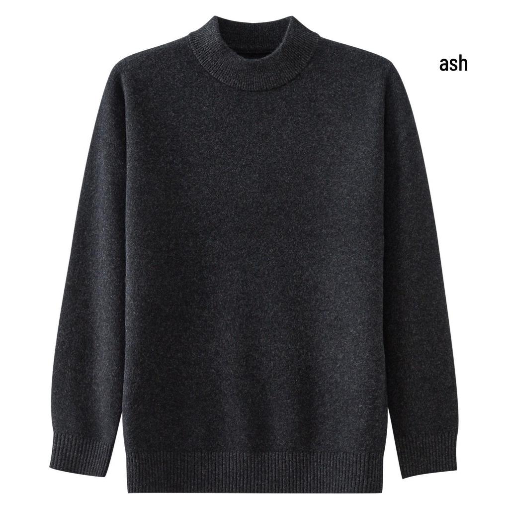 2025 Men's Pure Wool Round Neck Knit Sweater - Casual Long Sleeve Autumn/Winter Collection