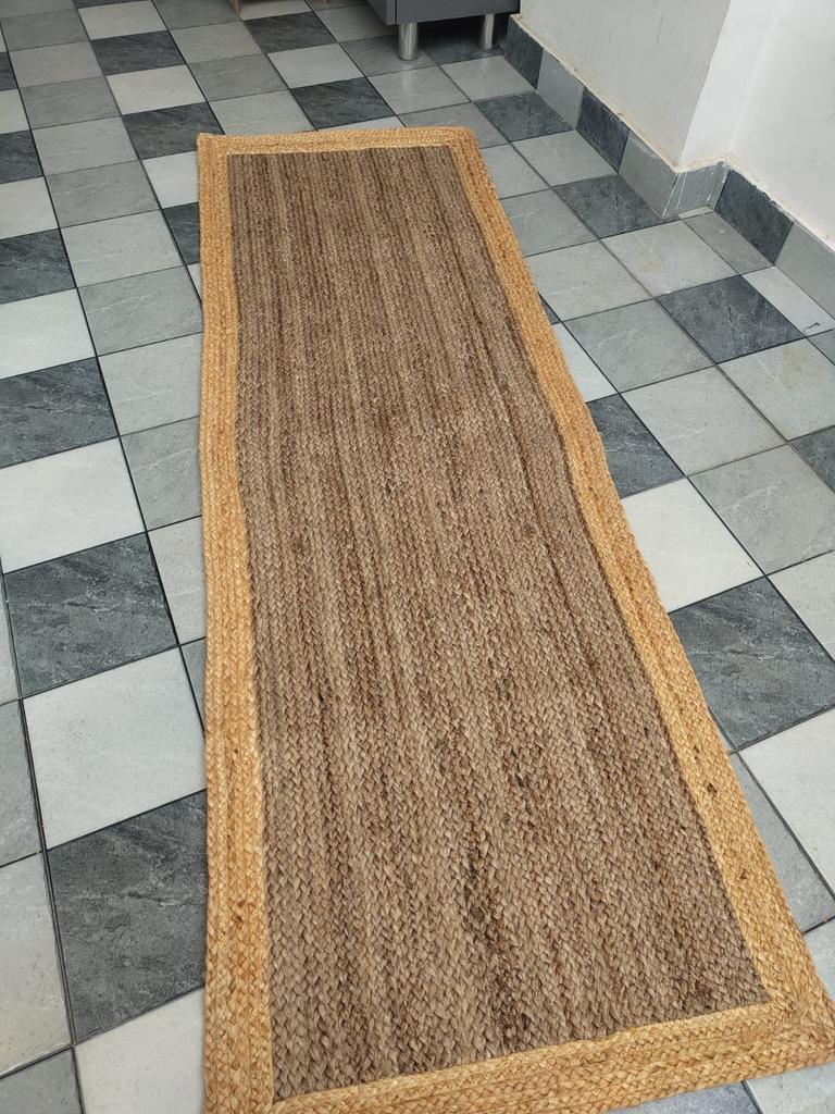 Rectangle Jute Rug Runner Handmade 100% Natural Braided Floor Mat Reversible Rustik