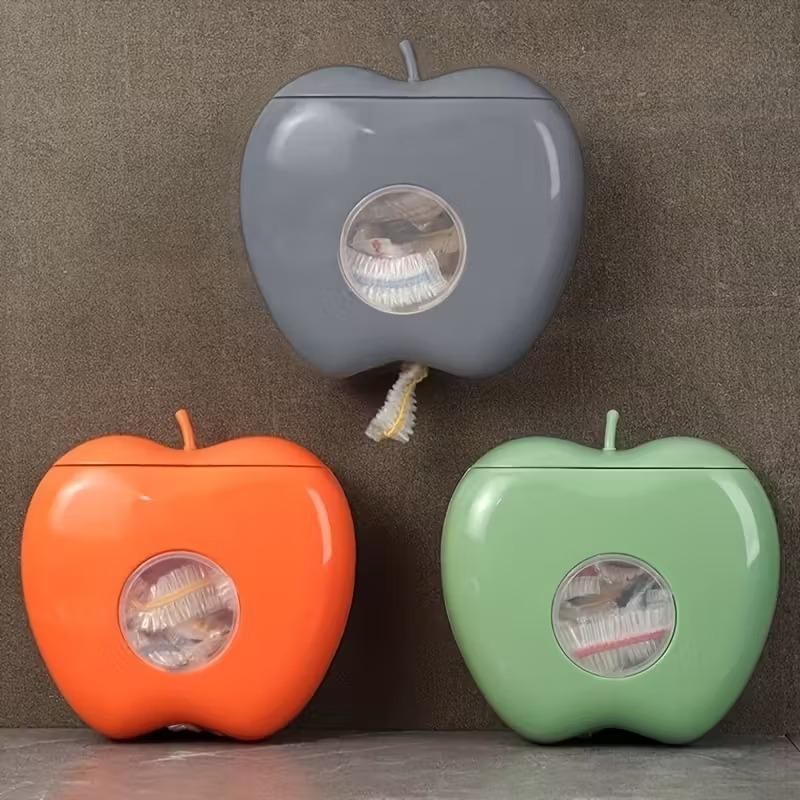 1/2/3PCS Apple Shaped Fresh Keeping Bag DispenserWall Mounted Kitchen Storage Box Plastic BagOrganizer Space Saving Kitchen Tool