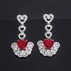 Jewelry Cross Border Zircon Necklace Earrings Vintage Red Pendant Light Luxury Love Women's