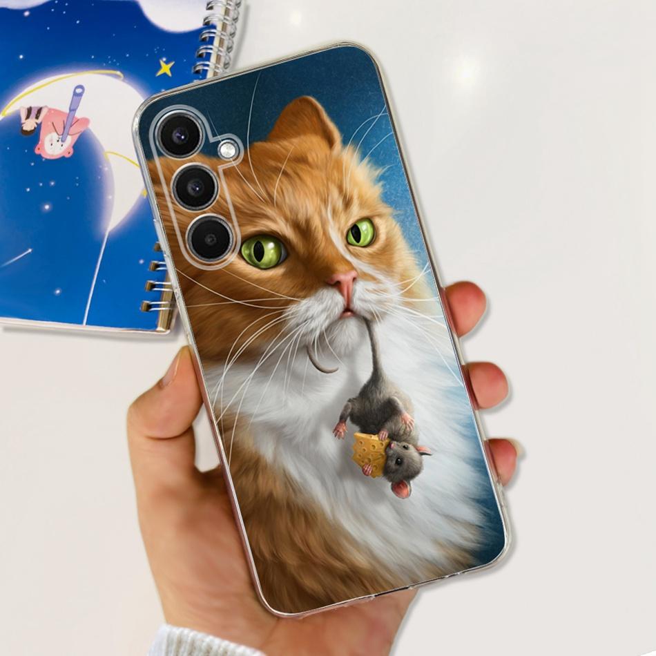 For Samsung Galaxy A24 SM-A245F Phone Case Stylish Cat Painted Soft Silicone TPU Cover For Samsung A24 A34 A54 A346B SM-A546B