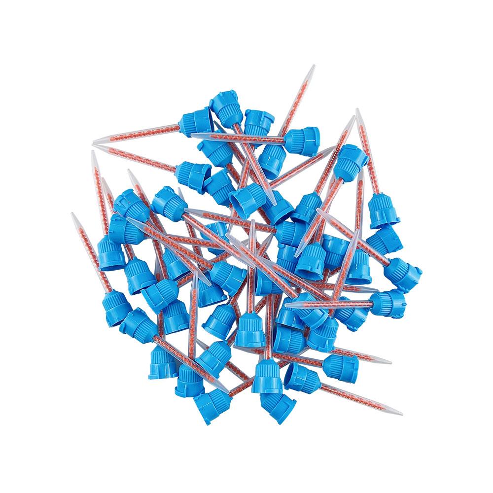 50pcs Blue Dental Mixing Tips 10:1 Disposable Dental Tips For Impression Material Silicone Rubber Lab Conveying Mixing Head Tube