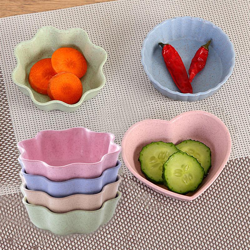 Dochucovadla Podšálek Pšeničná sláma Nádobí Srdce Květ Kulatý Tvar Domácí Restaurace Kuchyně Omáčka Svačina Ovocné cukroví Talíř