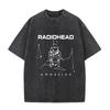 Φαρδύ T-shirt με κοντό μανίκι σε acid wash, με το εμβληματικό λογότυπο της αρκούδας των Radiohead & εκτύπωση του συνθήματος "Keep Calm and Listen to Radiohead"